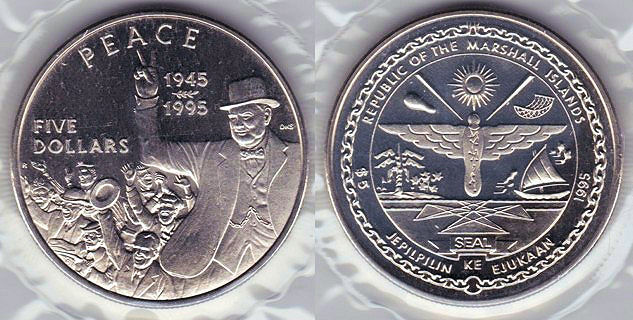 km216 5 Dollars (1995) Peace - Victory in Europe