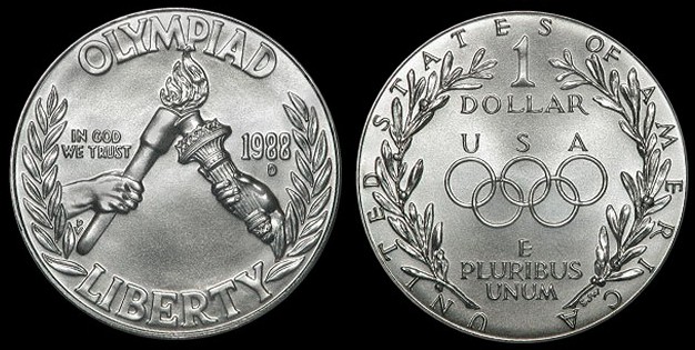 km222 1 dollar (1988) Olympic Torch